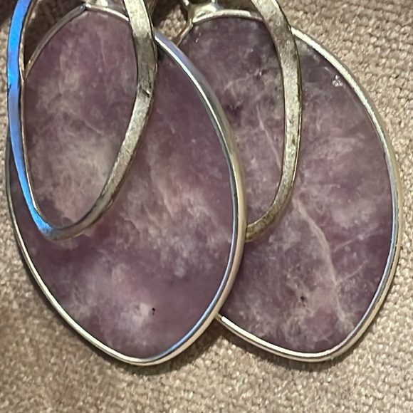 Silver Amethyst Dangle Earrings - Picture 3 of 5